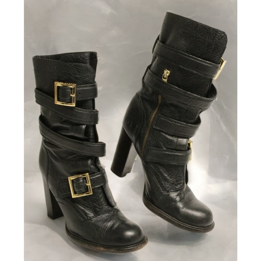 Tory Burch Jaden Buckle Womens US Size 9.5 M Black Leather Biker Harness Boots - Picture 15 of 15